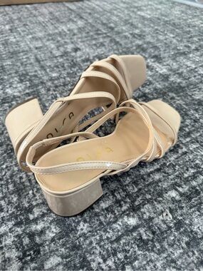 Beige Strappy Block Heel Sandals by
